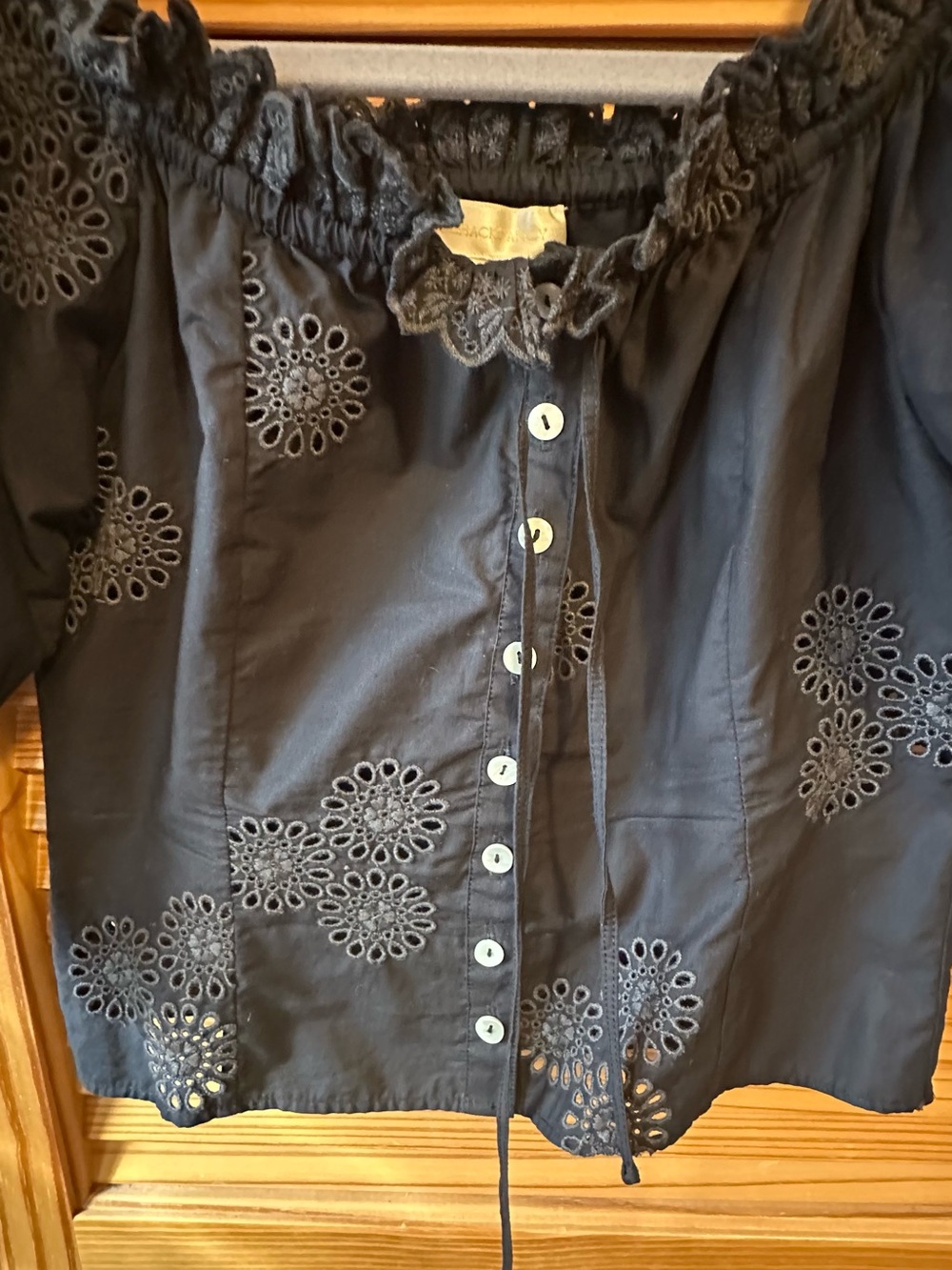 LoveShackFancy Anala Cropped Top Eyelet Blouse Size 4 - Picture 8 of 11